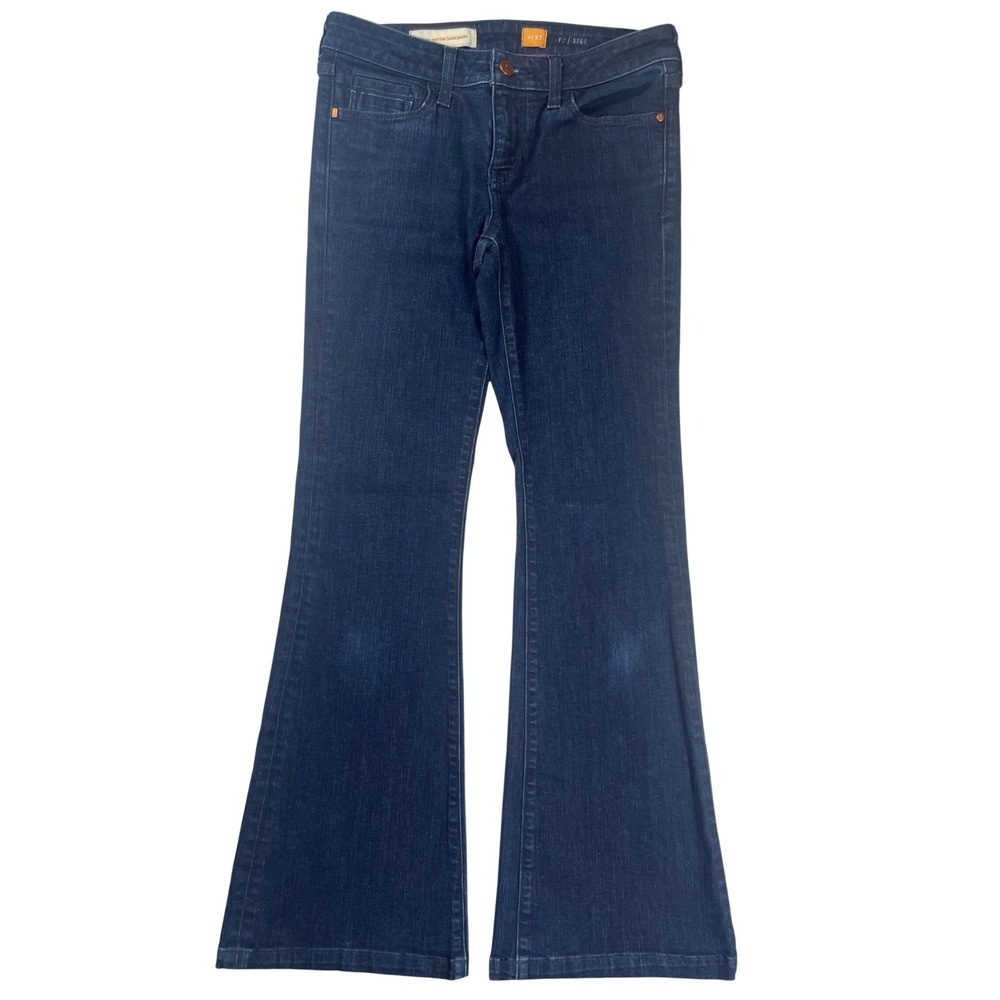 Pilcro and the Letterpress Stet Flare Jeans Women 27 Blue Dark Wash Mid Rise